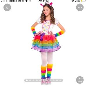 Rainbow color Unicorn Halloween costume w/ lightup horn-sz.7/8